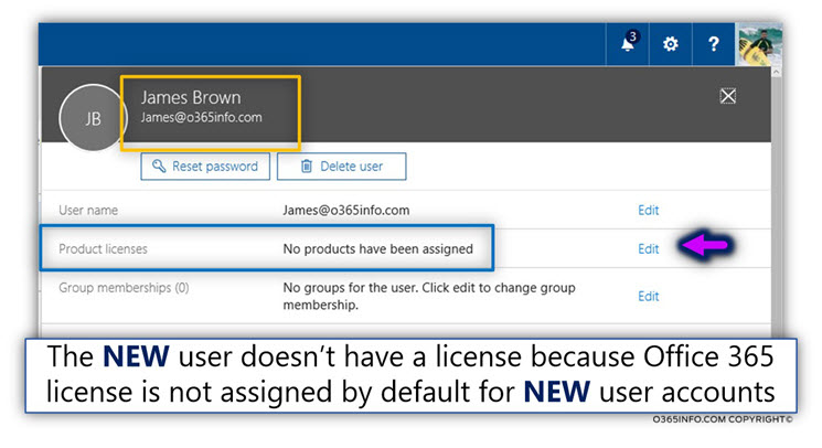 The NEW Office 365 user account that was created – 02