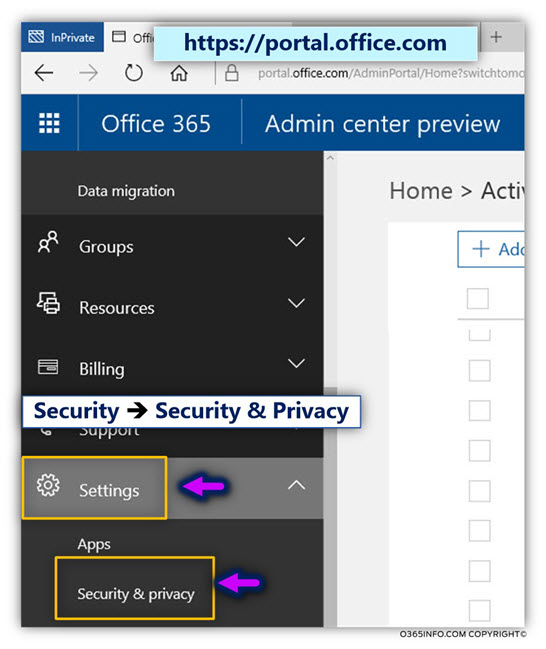 Set the Office 365 user password policy to never expire -01