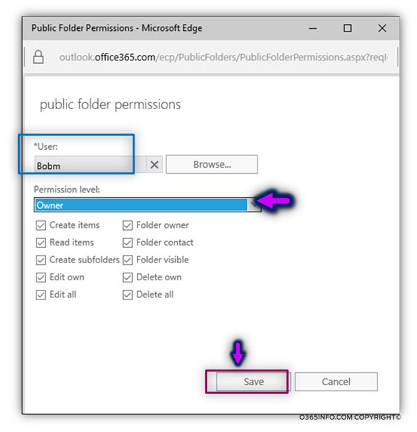 Add Public Folder permissions Exchange Online -06