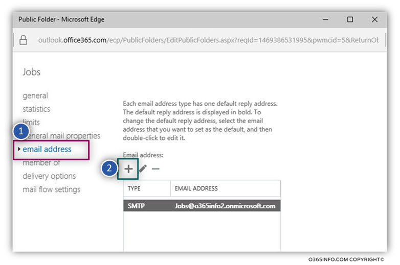 Adding an additional E-mail address to the Exchange Online Public Folder -02