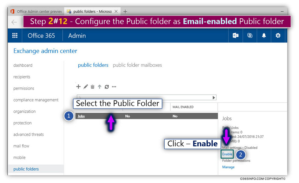 Configure Exchange Online Public Folder as mail enabled – 01