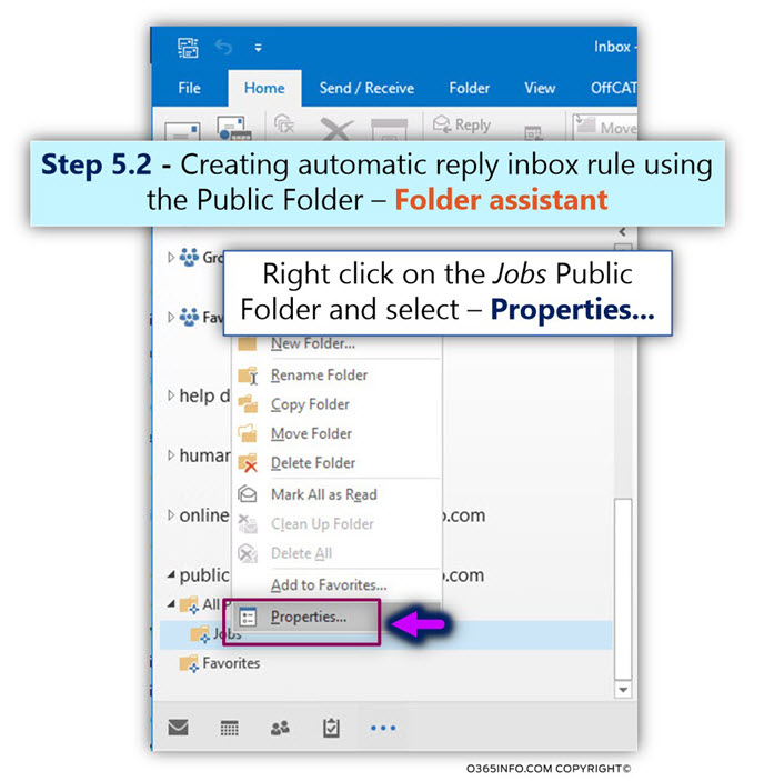 Creating an automatic reply inbox rule using Public Folder using Folder assistant – 01