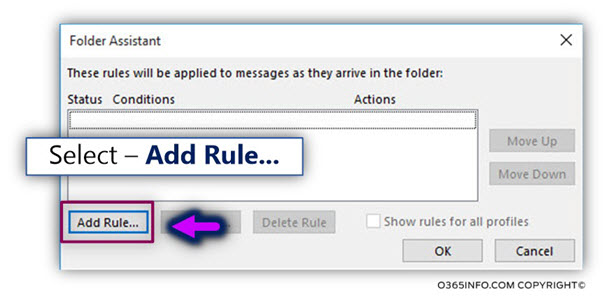Creating an automatic reply inbox rule using Public Folder using Folder assistant – 03