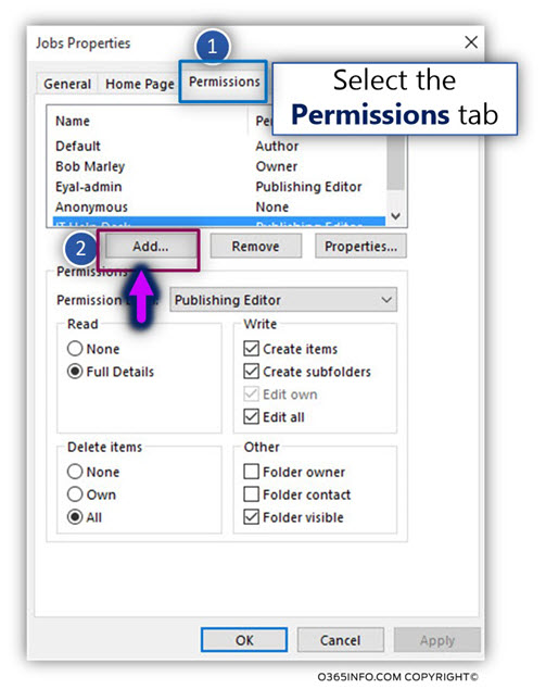 Assign Public Folder permissions to the specific recipients Exchange Online -02