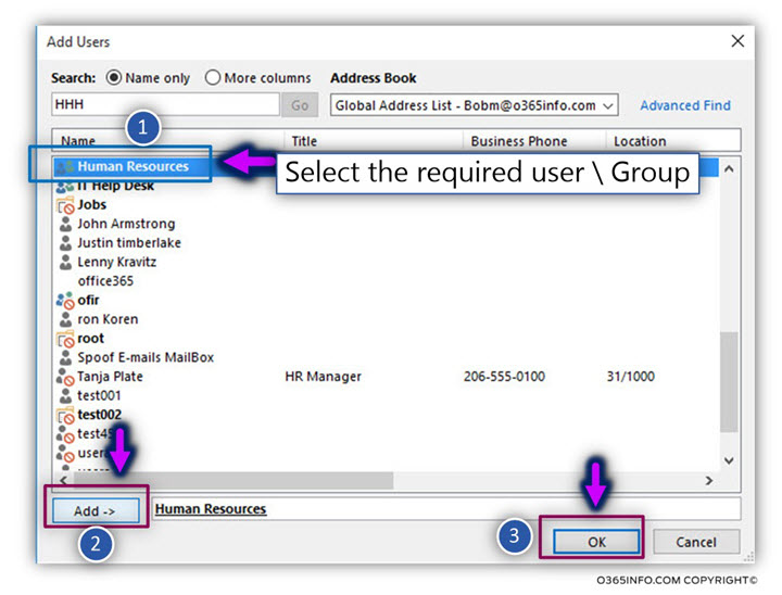 Assign Public Folder permissions to the specific recipients Exchange Online -03
