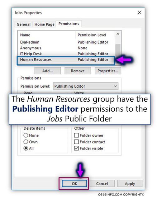 Assign Public Folder permissions to the specific recipients Exchange Online -04