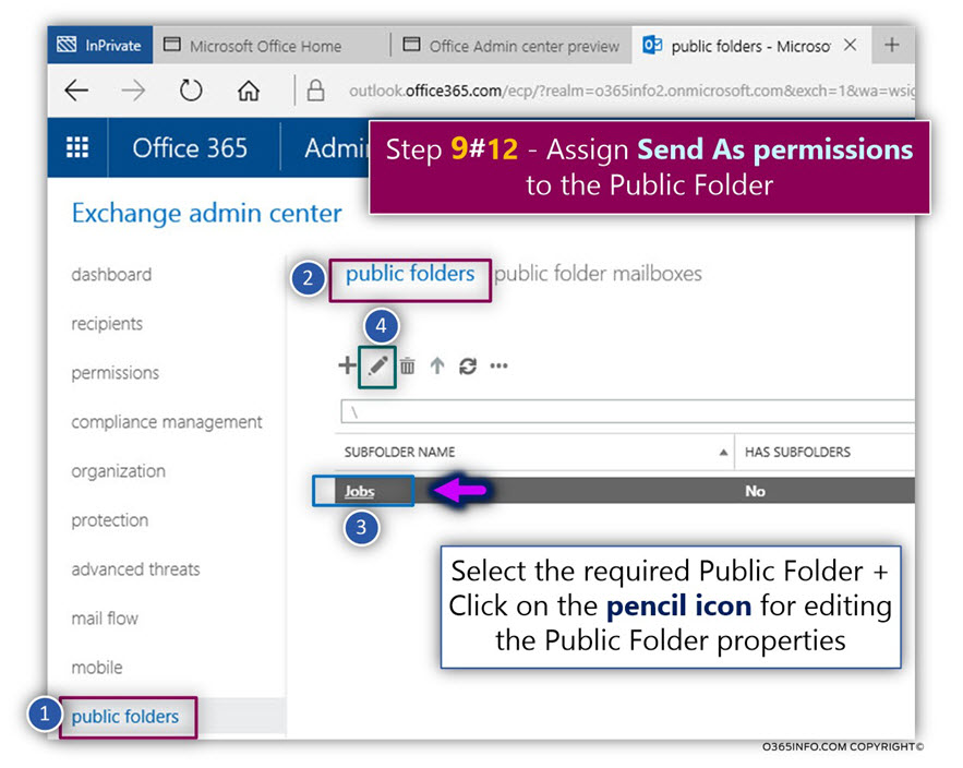 Assign Send As permissions to a Public Folder Exchange Online -01