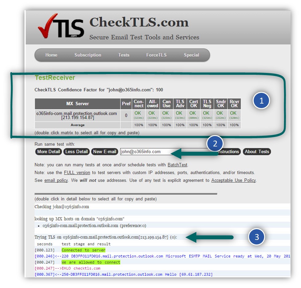 Check TLS setting on the Office 365 mail server -01