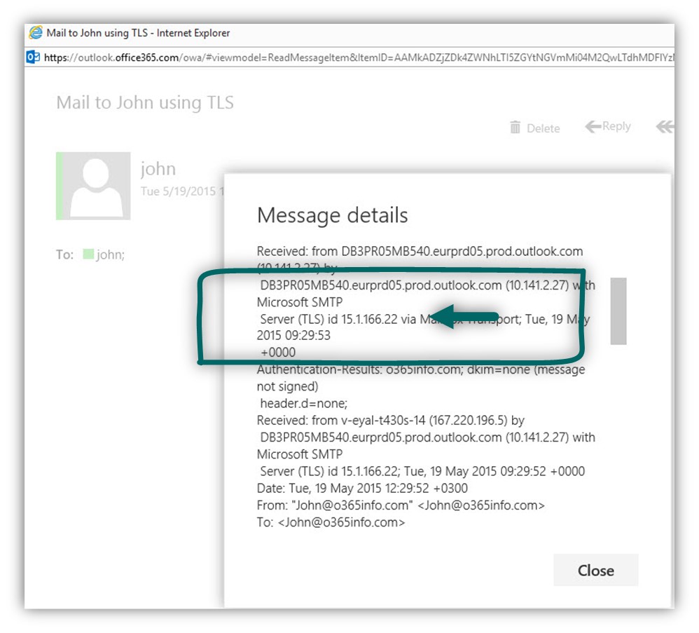 Send E-mail to Exchange Online using TLS encryption -09