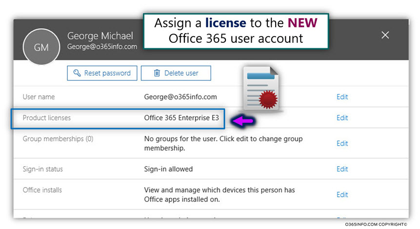 Assign Exchange Online license to the new On-Premise Active Directory user account -04