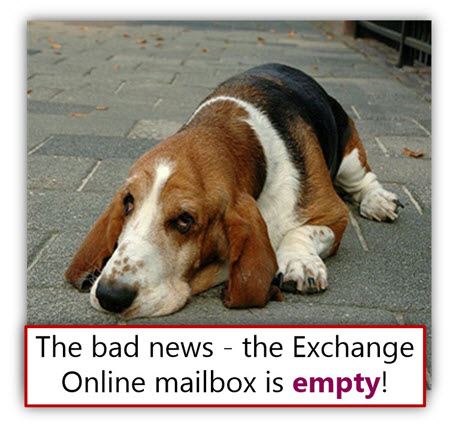 The bad news - the Exchange Online mailbox is empty