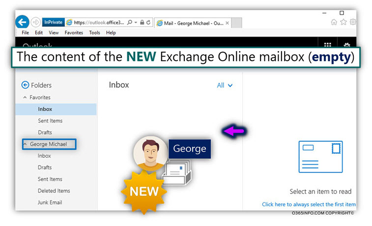 The new and empty George Exchange Online mailbox -05