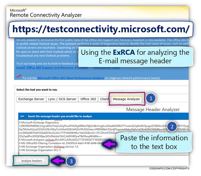 Analyzing the E-mail message header by using ExRCA -04