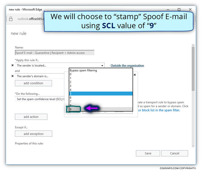 Detect Spoof E-mail & Send to user Quarantine - action -04