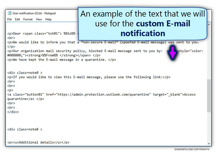 Detect Spoof E-mail & Send to user Quarantine - action -B04