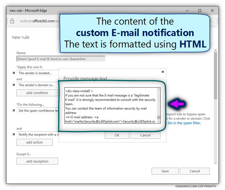 Detect Spoof E-mail & Send to user Quarantine - action -B05
