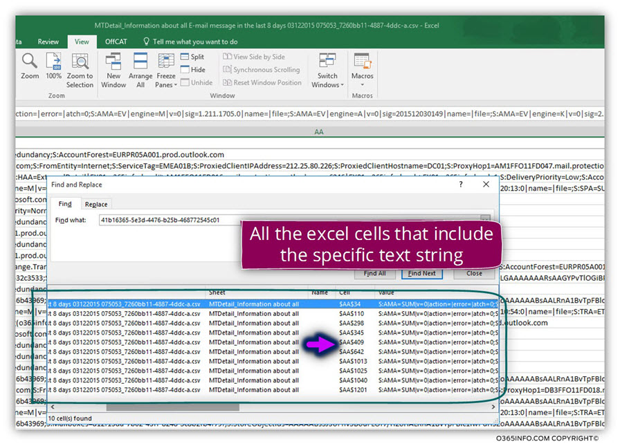 Analyzing the results of the Exchange spoofed E-mail rule using message trace CSV file -D02