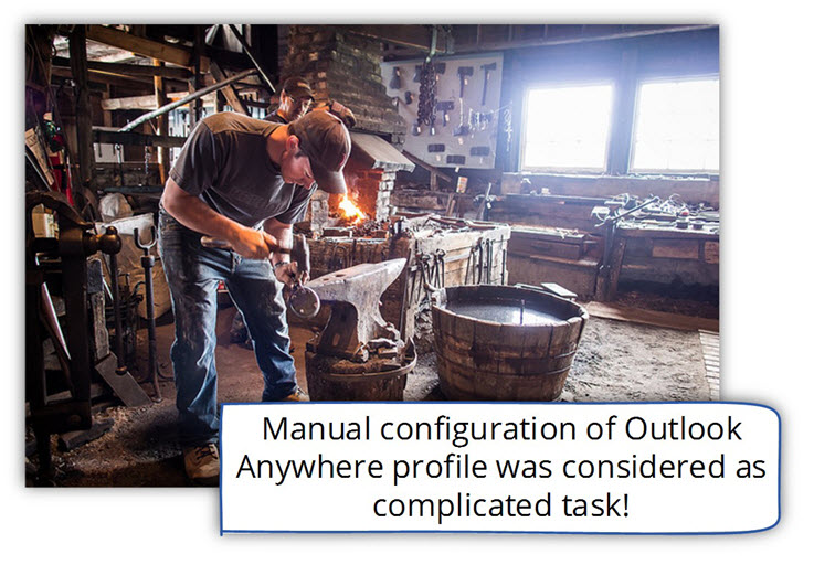 Manual configuration of Outlook Anywhere profile was considered as complicated task