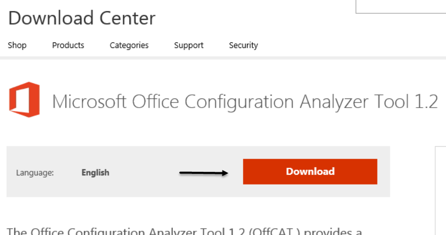 Download Office Configuration Analyzer Tool - OffCAT 00