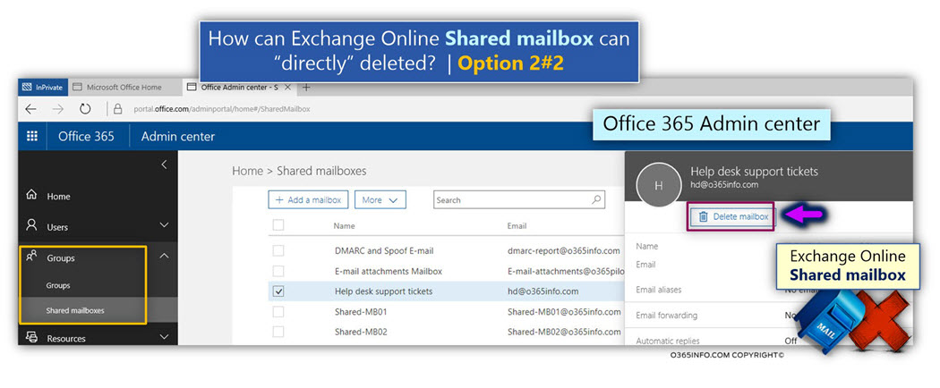 How can Exchange Online Shared mailbox can directly deleted - Option 2-2 -02