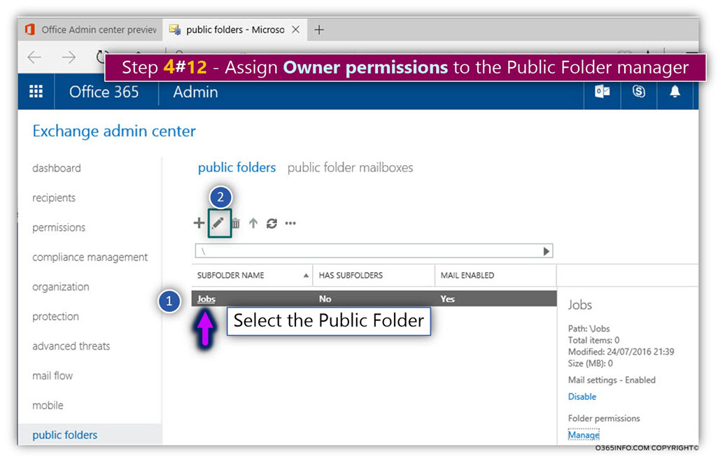 Add Public Folder permissions Exchange Online -01