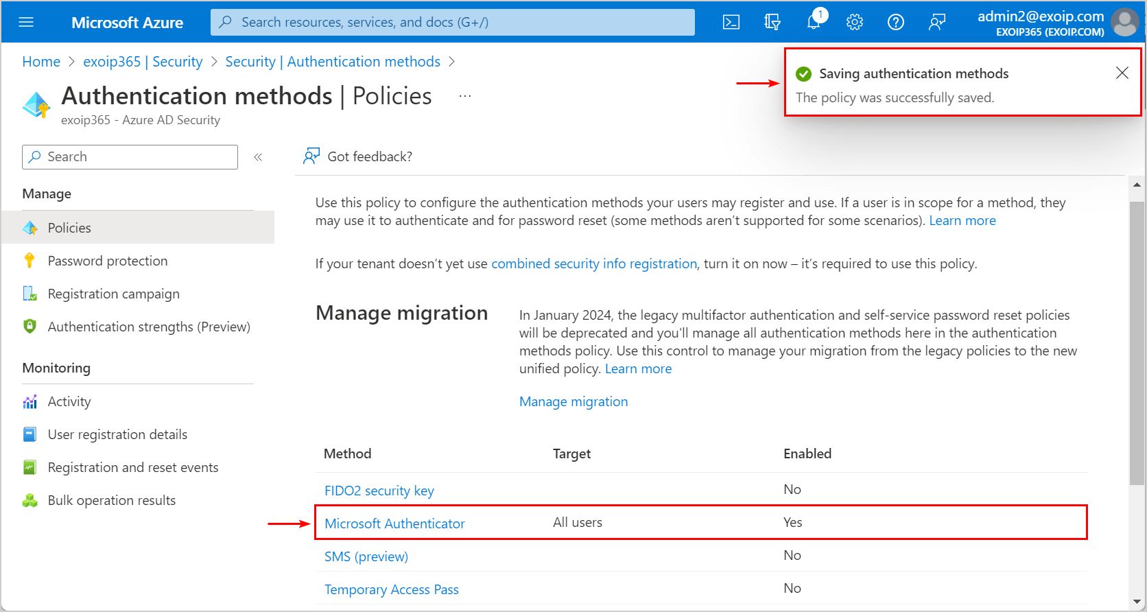 Increase and improve Azure MFA security enabled all users