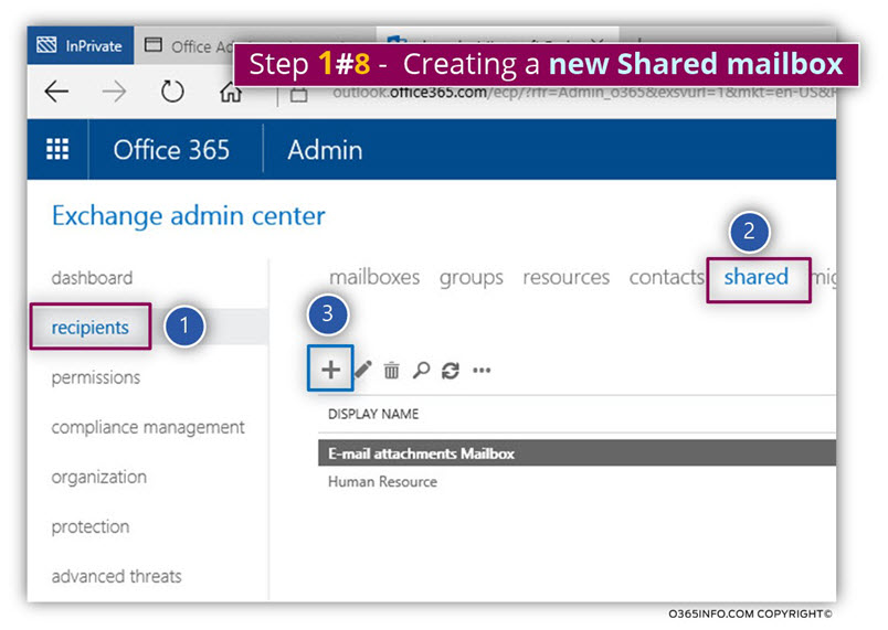 Creating a new Shared mailbox in Exchange Online