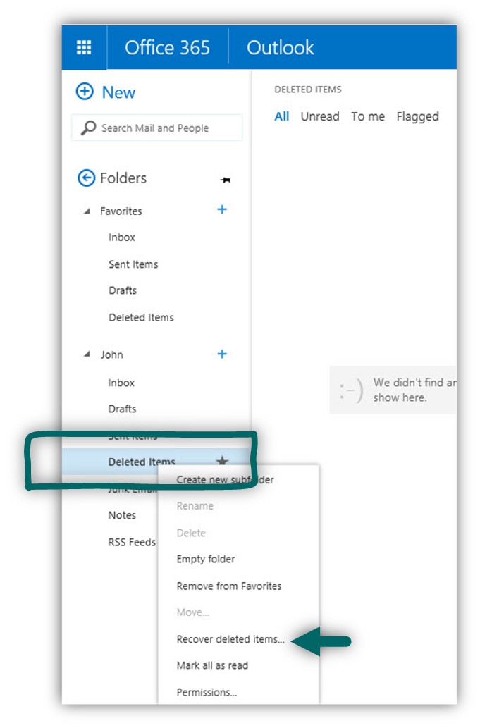 Recover mail item using OWA mail client