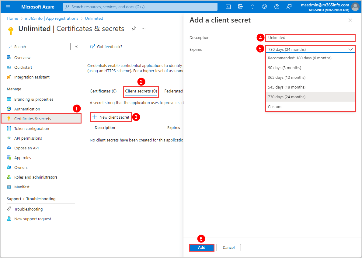 Create unlimited Client Secret in Azure AD