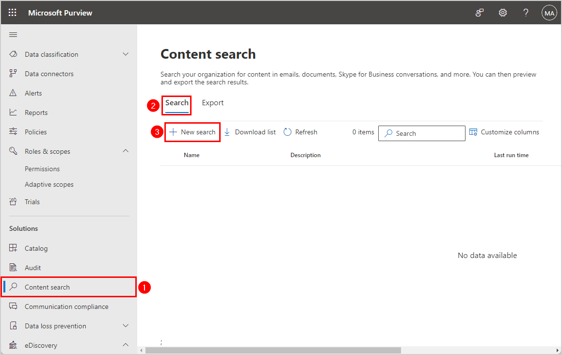 Export Microsoft 365 mailbox to PST content search
