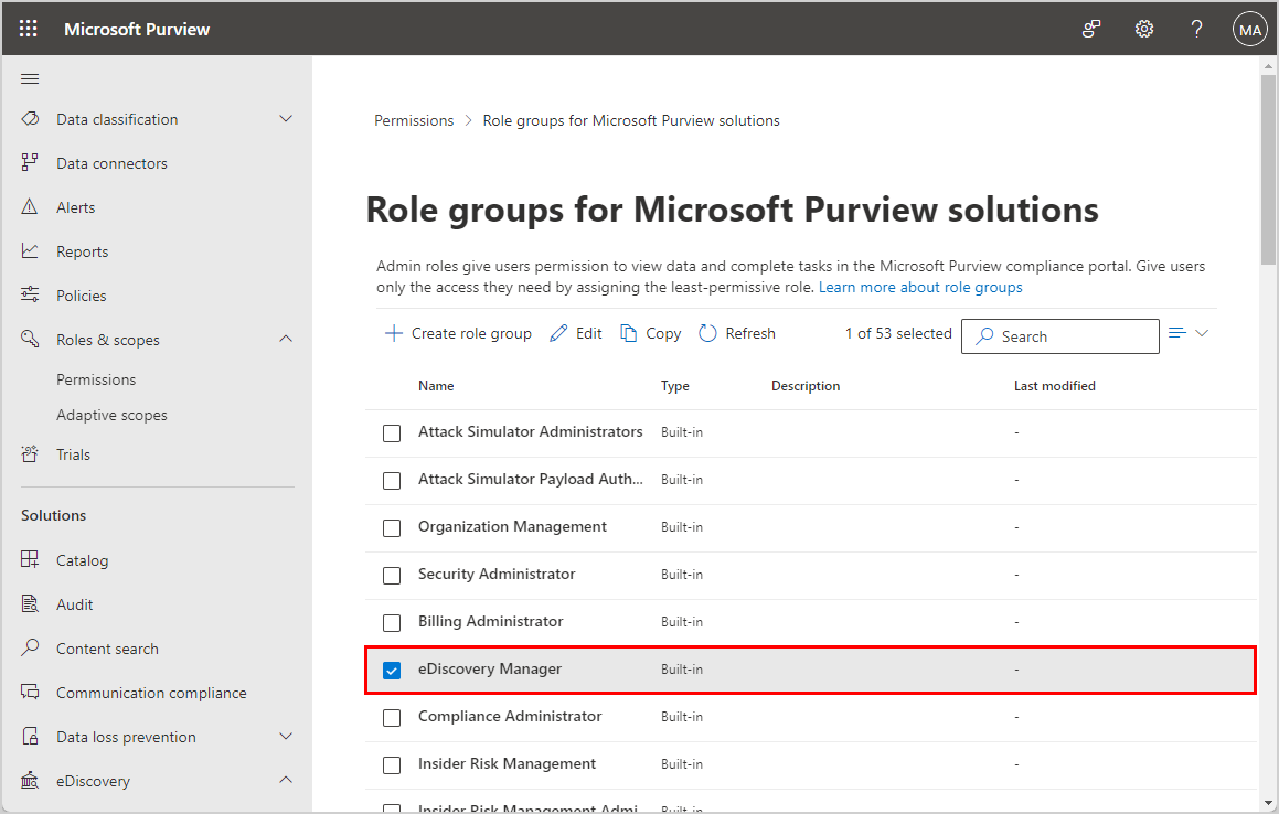 Role groups for Microsoft Purview