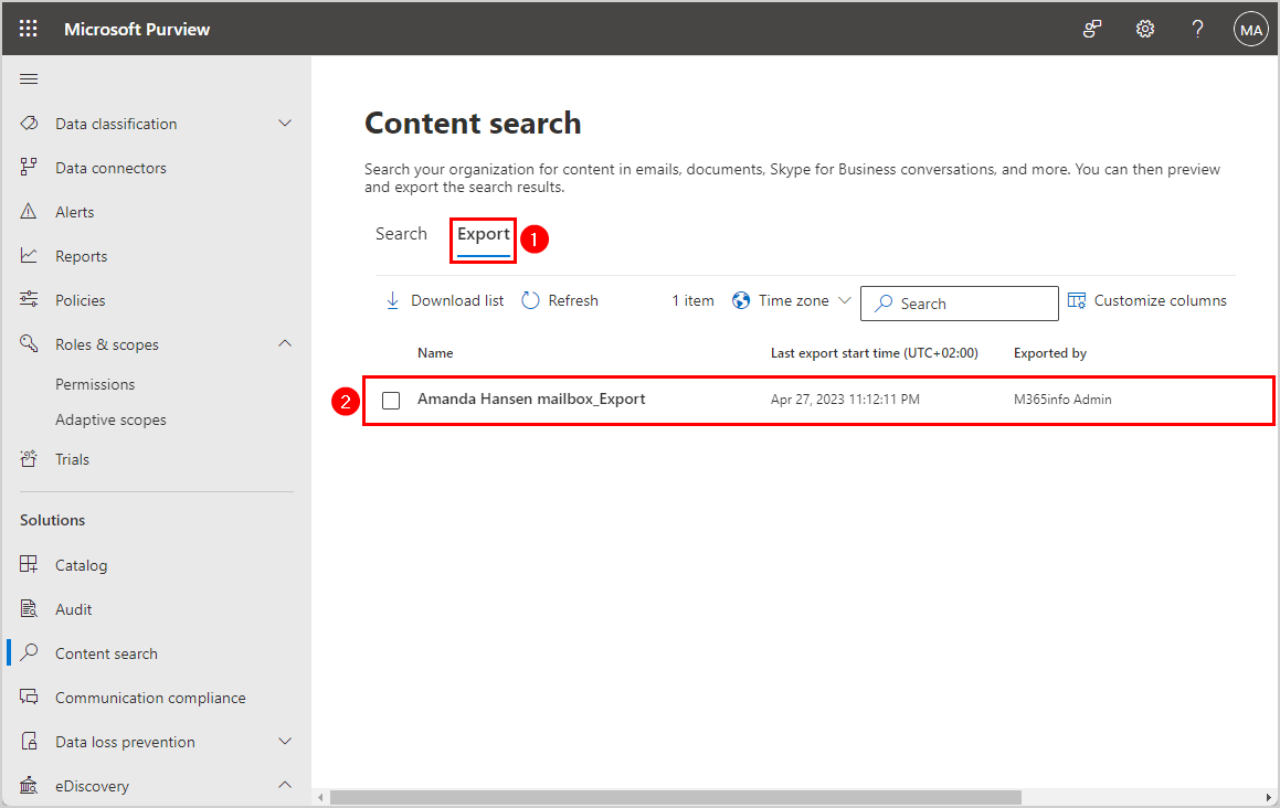 Export Microsoft 365 mailbox to PST