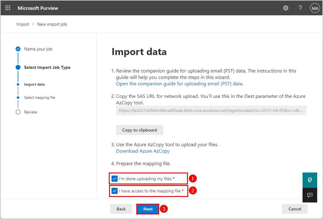 Import data and select mapping file done