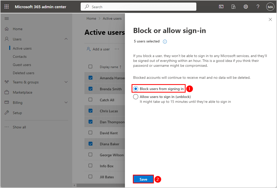 Block users from signing in