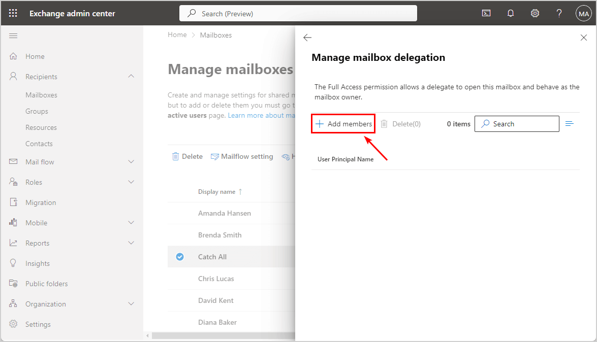 Add member to shared mailbox