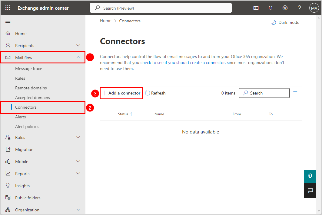 Configure Exchange Online add inbound connector