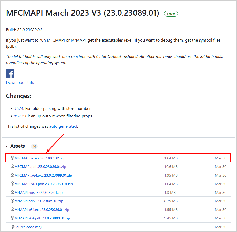 Download MFCMAPI tool