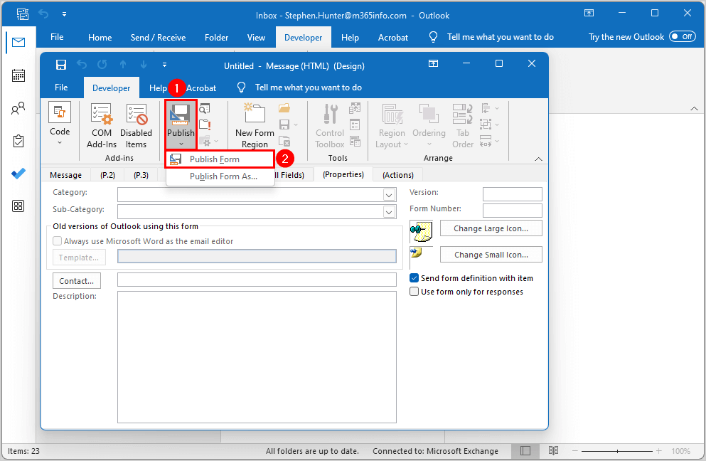Prevent Reply All Outlook publish form