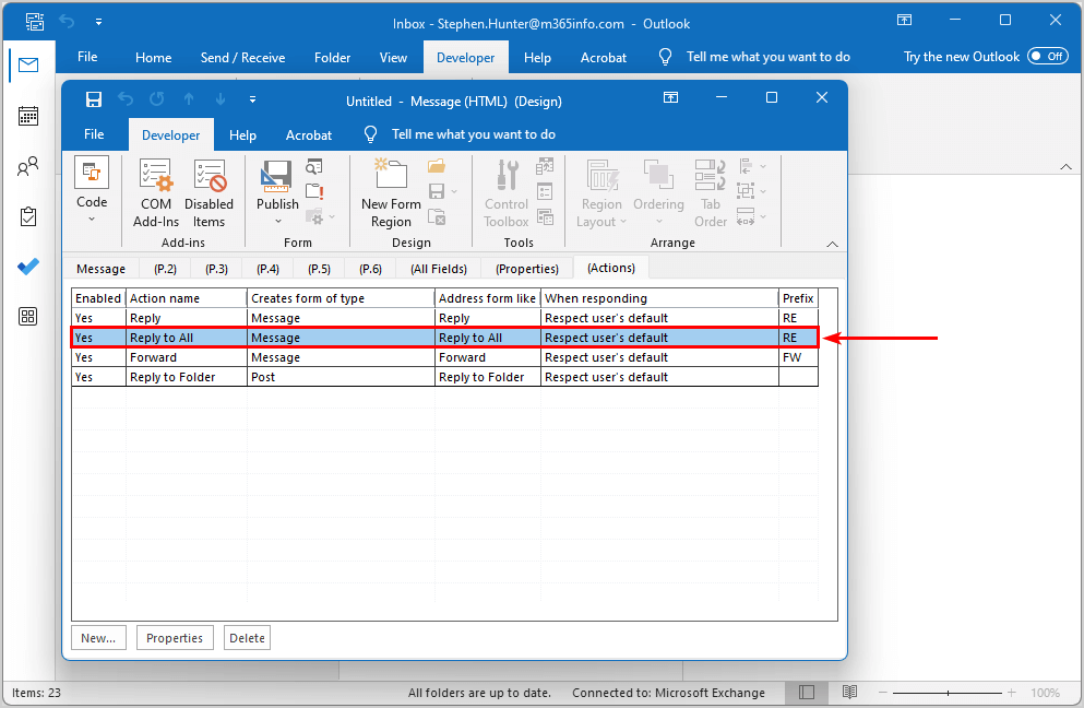 Prevent Reply All Outlook select (Actions) Reply to All