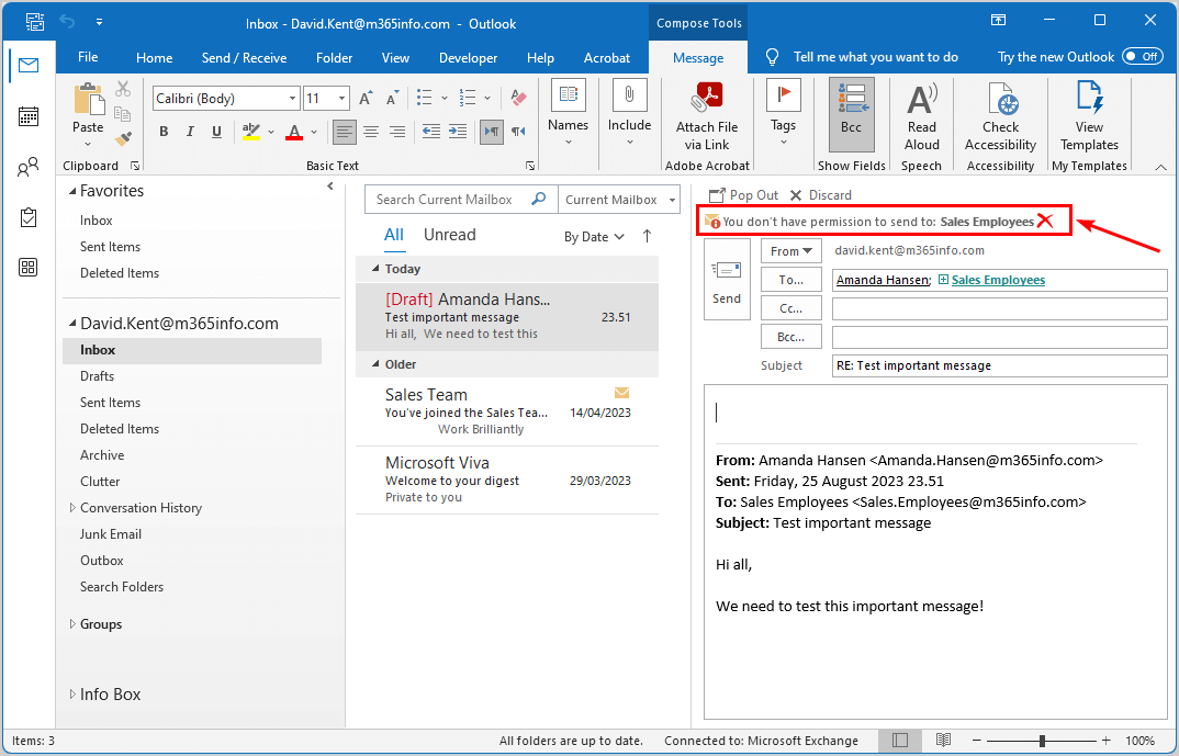 Prevent Reply All option no permission to send to distribution group