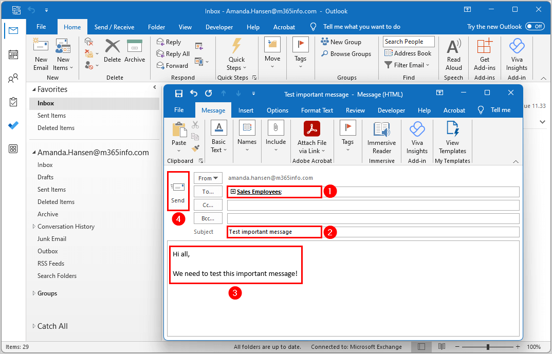 Prevent Reply All option to distribution group send test mail