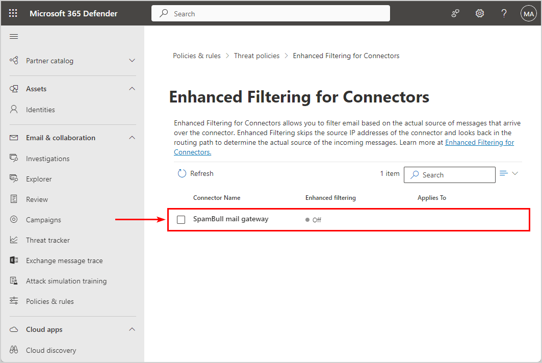 Configure Exchange Online to accept SMTP connection only from specific mail security gateway enhanced filtering