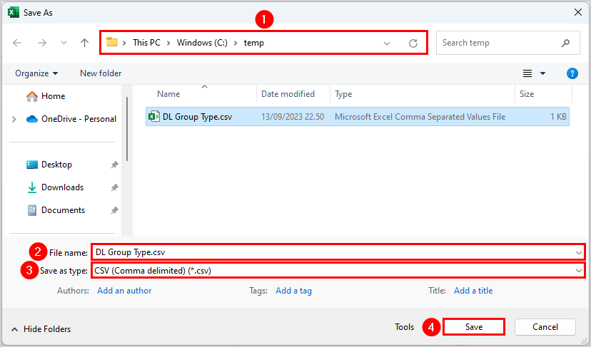 Add members to existing Distribution Group with PowerShell save CSV DL Group Type