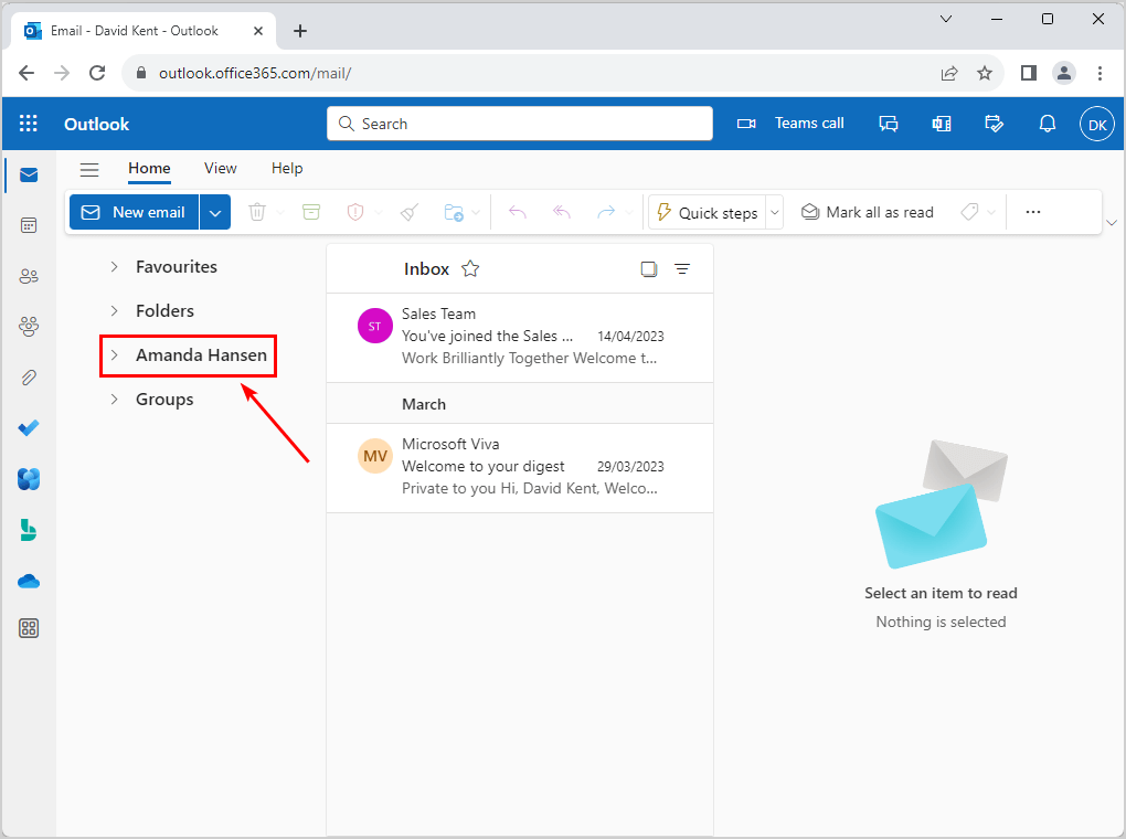 Added shared folder or mailbox in OWA check verified