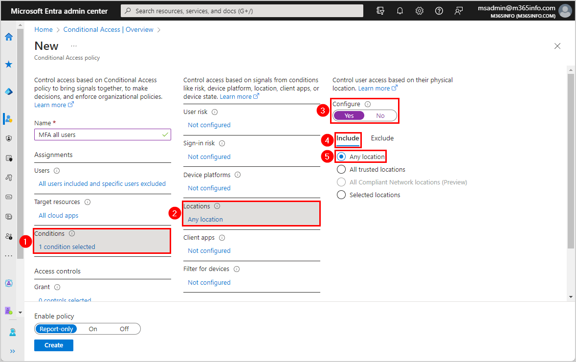 Configure Conditional Access new policy conditions