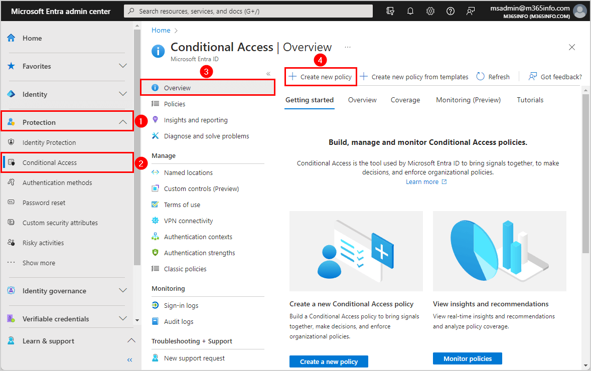 Configure Conditional Access create new policy