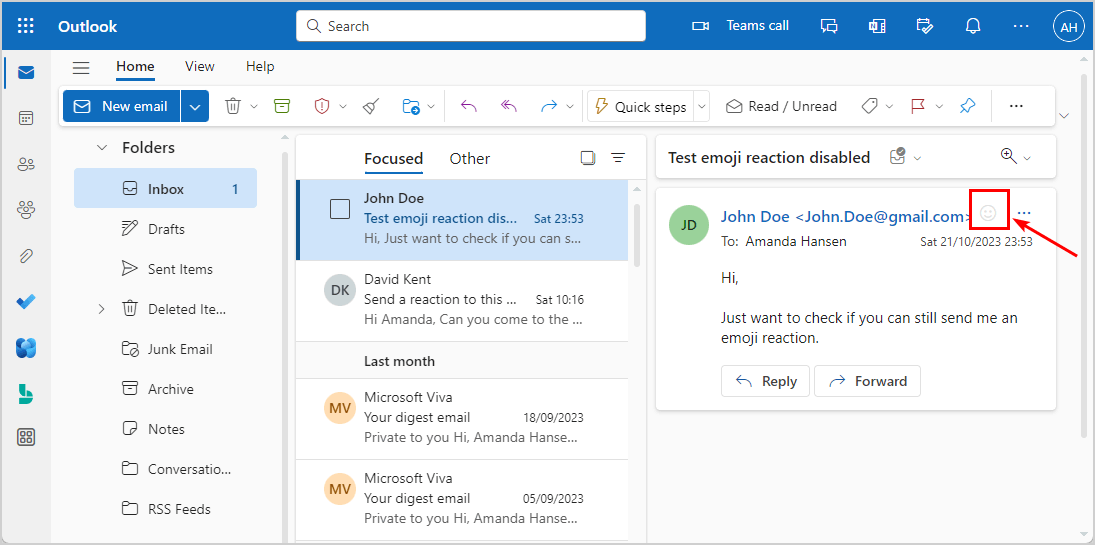 Disable Outlook reactions email from outside organization