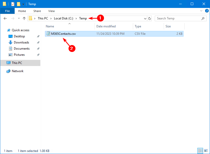 Bulk import contacts to Microsoft 365 using PowerShell temp folder
