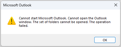 Fix Outlook error: The set of folders cannot be opened