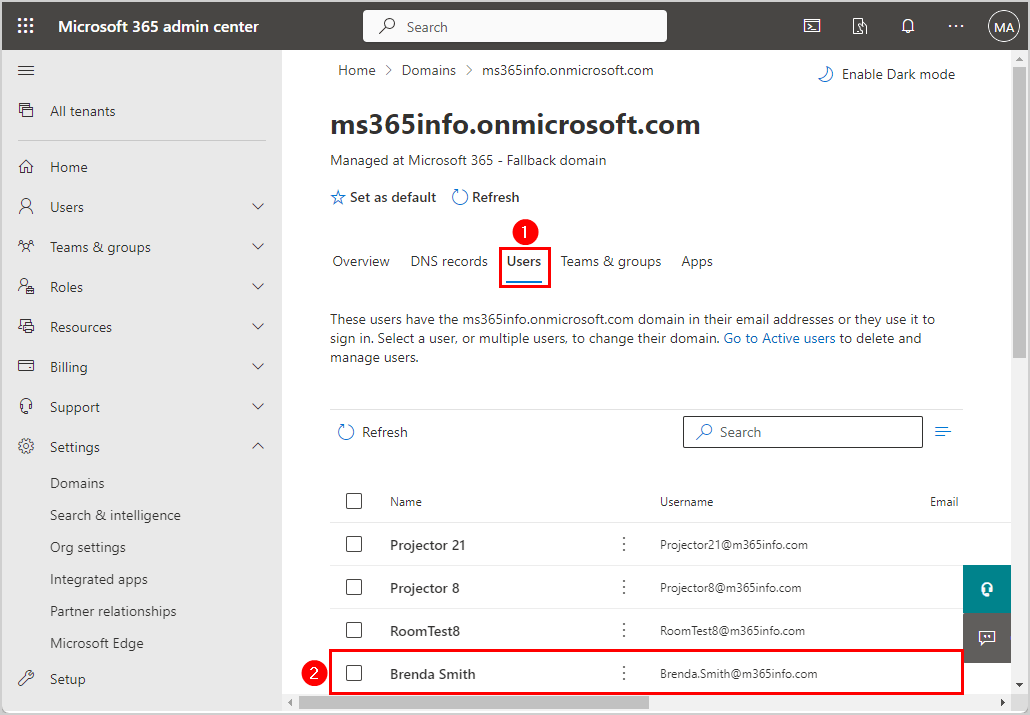 Change primary SMTP address in Microsoft 365 admin center user